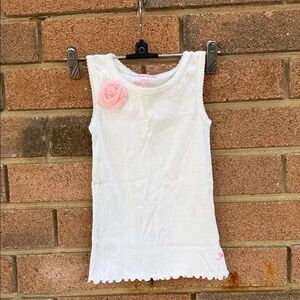 Ruffle Butts White Tank Top with Pink Flower Size 5